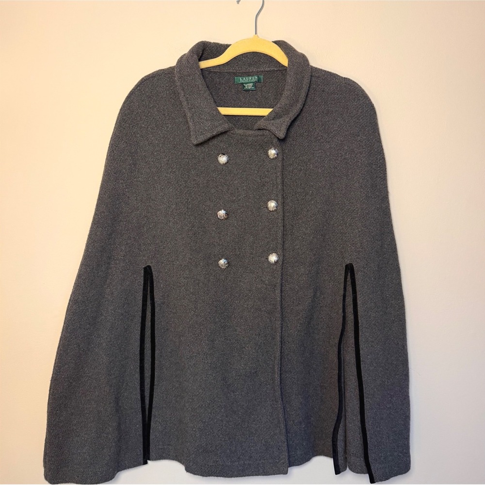 Women's Lauren Ralph Lauren Wool Blend Double Breasted Edwardian Cape Warm OS